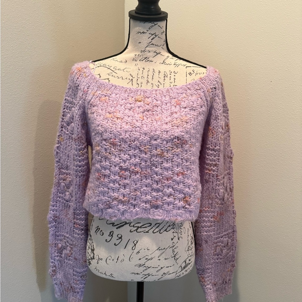 Free People Lilac Off-the-Shoulder Sweater